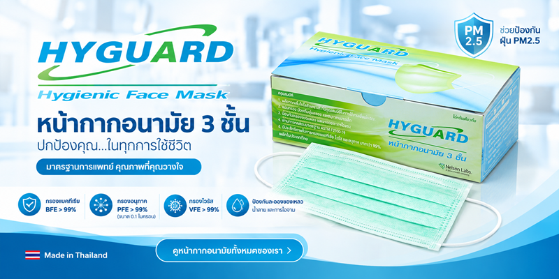 หน้ากากอนามัย 3 ชั้น Hyguard หน้ากากทางการแพทย์