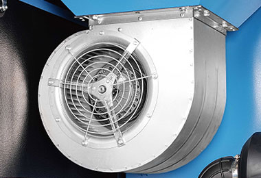 ระบบระบายความร้อน ประสิทธิภาพสูง (Fan Cooling) สำหรับปั๊มลมสกรู GGVe Series